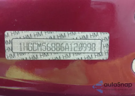 2006 Honda Accord 2.4 Ex z USA, uszkodzony, nr VIN 1HGCM56886A120998